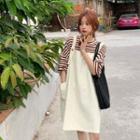Elbow-sleeve Striped T-shirt / Overall Dress