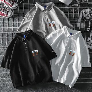 Numbering Elbow-sleeve Polo Shirt