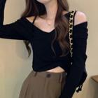 Long-sleeve Cut Out Top / Wide Leg Pants