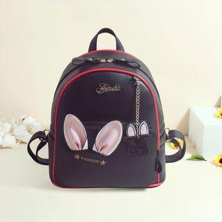 Bunny Ear Accent Faux Leather Backpack