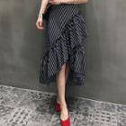 Ruffled Striped Long Skirt