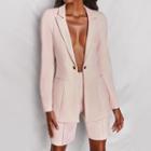 Set: Single-button Blazer + Straight Leg Shorts