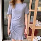 Ruffled-trimmed Short-sleeved Dress