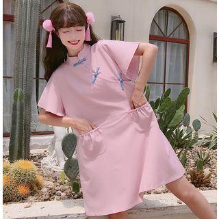Frog-button Short-sleeve T-shirt Dress