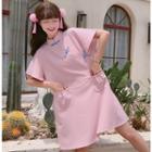 Frog-button Short-sleeve T-shirt Dress