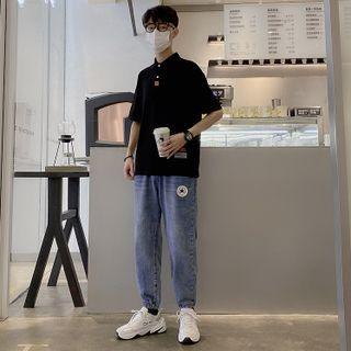 Short-sleeve Polo Shirt / Denim Jogger Pants / Set