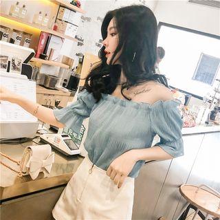 Sheer Panel Elbow-sleeve Top