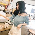 Sheer Panel Elbow-sleeve Top
