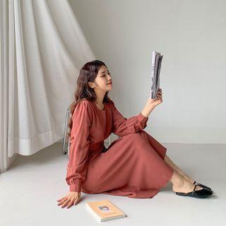 Pintuck-waist Tie-back Dress