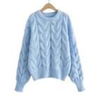 Long-sleeve Round-neck Cable Knit Sweater