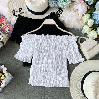 Off-shoulder Ruched Cropped Top