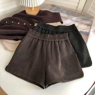 High-waist Woolen A-line Wide Leg Shorts