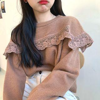 Lace Long-sleeve Loose-fit Sweater