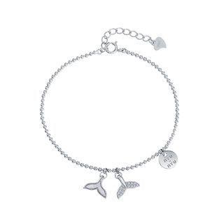 925 Sterling Silver Fishtail Bracelet With Austrian Element Crystal Silver - One Size