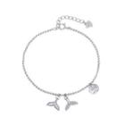925 Sterling Silver Fishtail Bracelet With Austrian Element Crystal Silver - One Size