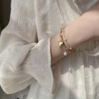 Faux Pearl Alloy Heart Layered Bracelet As Shown In Figure - One Size