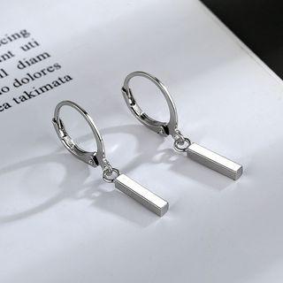 Bar Hoop Earring 1 Pair - Hoop Earring - Bar - Silver - One Size