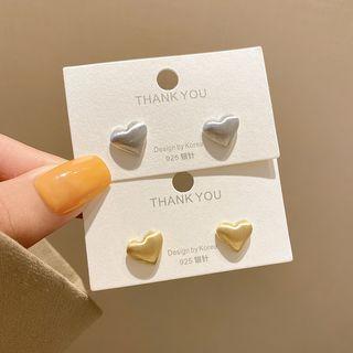 Sterling Silver Heart Stud Earring E4867 - Gold - One Size