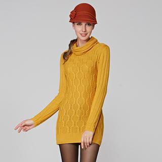 Turtleneck Cable-knit Long Sweater