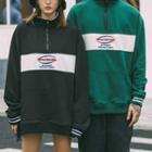 Couple Matching Half-zip Letter Embroidered Pullover