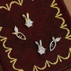 Rabbit & Carrot Rhinestone Sterling Silver Earring