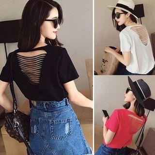 Short-sleeve Cut Out Back T-shirt