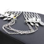 Alloy Leaf Chained Hair Comb