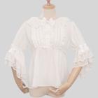 Lace Trim Flared-sleeve Blouse