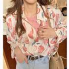 Long-sleeve Fruit Print Blouse