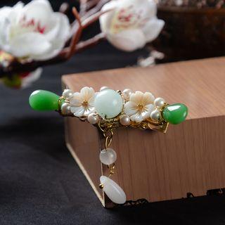 Retro Bead Flower Hair Clip As Shown In Figure - One Size