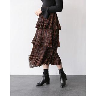 Pattern Tiered Midi Skirt