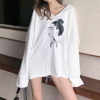Face Print Hoodie White - One Size