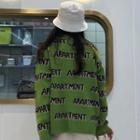 Lettering Sweater Avocado Green - One Size