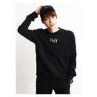 Lettering-embroidered Printed-back T-shirt