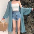 Open-front Long Chiffon Jacket / Camisole Top