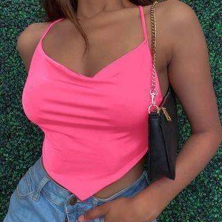 Ribbon-back Cropped Camisole Top