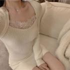 Lace Panel Knit Mini Bodycon Dress