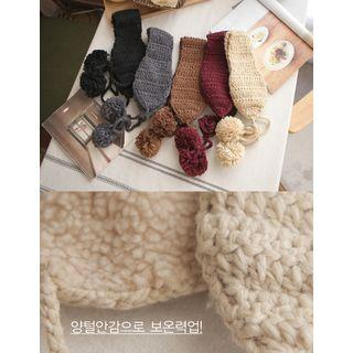 Pom-pom Rib-knit Ear Warmer