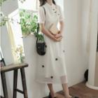 Cutout Flower Accent Midi A-line Dress
