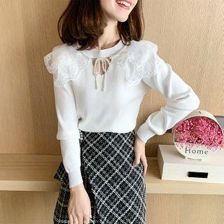 Lace Trim Cut-out Knit Top
