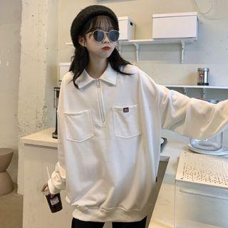 Front-pocket Zip Polo Sweatshirt