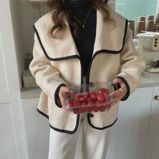 Sailor Collared Contrast Trim Plain Coat