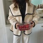 Sailor Collared Contrast Trim Plain Coat