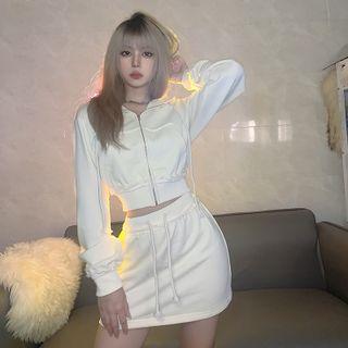 Hooded Zip Jacket / Mini Skirt / Sweatpants