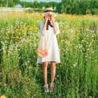 Square-neck 3/4-sleeve Shirtdress