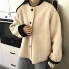 Fleece Baseball Jacket Off-white - One Size