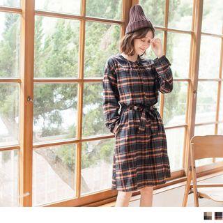 Plaid Button Dress