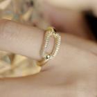 Rhinestone Alloy Open Ring Gold - One Size