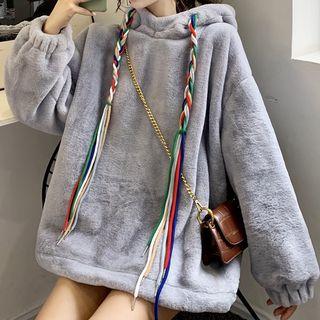 Braided Strap Furry Hoodie