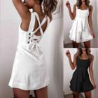 Lace-back Sleeveless Mini A-line Dress